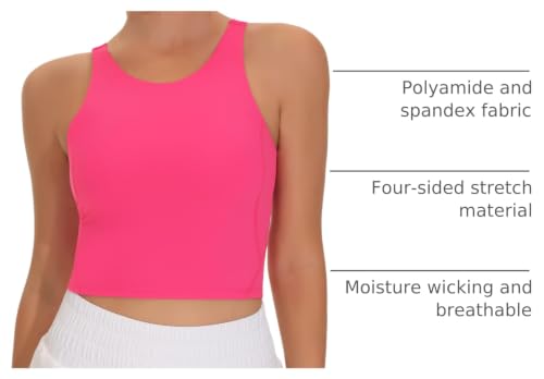 Image of THE GYM PEOPLE Women Sports Bra Sleeveless Padded Running Workout Tank Tops | U-Shaped Beauty Back, High-stretch fabric, Crop design, Sleeveless, Removable pads, Ideal for workout and daily wear