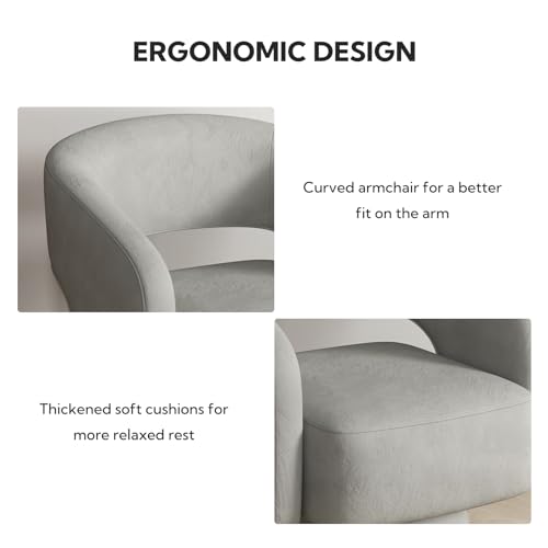 Sillón giratorio terciopelo gris cómodo moderno miniatura 6