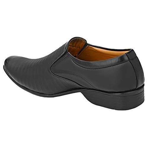 Image of Leatherkraft Striped Formal Slip-On Shoes