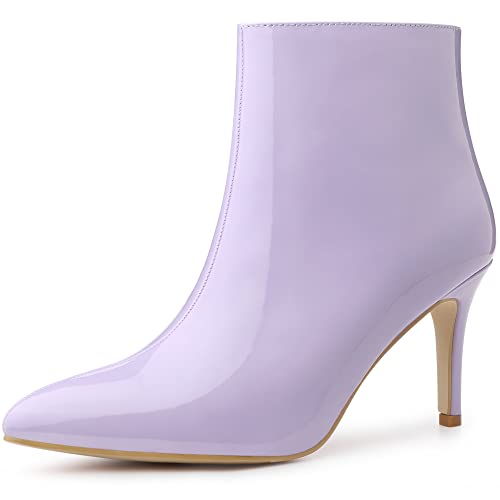 Allegra K Allegra K Women's Pointed Toe Stiletto High Heel Purple Ankle Boots 8 M US