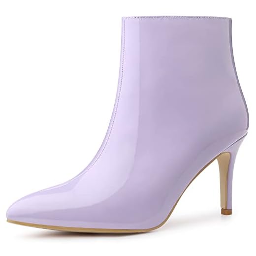 Allegra K Women's Pointed Toe Stiletto High Heel Purple Ankle Boots 8 M US