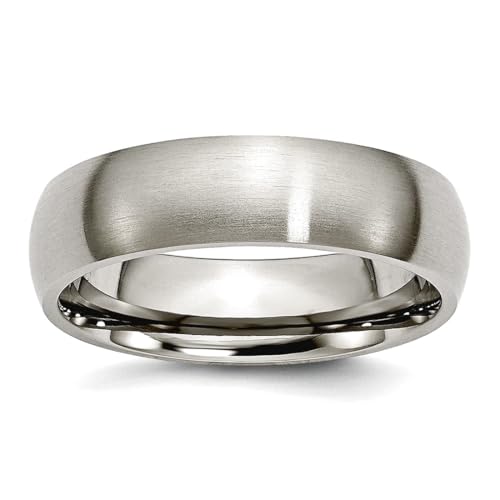 JewelryWeb チタン ハーフラウンド 6mm つや消しバンドリング-バンドスタイルリング 男女兼用, 13, 金属 チタン, 宝石なし