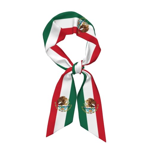 Women's Fashion Neck Scarf Mexico Mexican Mex Flag Lightweight Silk Head Scarf Double Sided Hairband Headband for Handbag Accessories