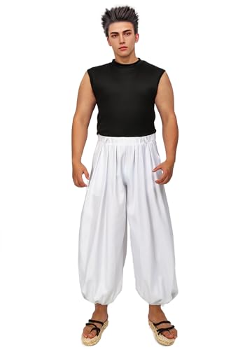 C-ZOFEK Men's US Size Sukuna Cosplay Costume White Kung Fu Suit with Stickers