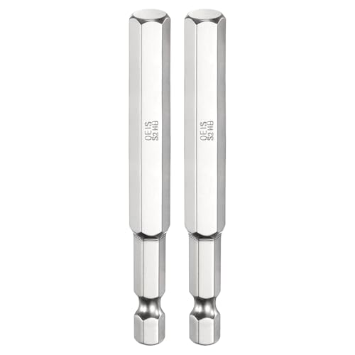 Image of sourcing map 2pcs H8.0 Hex Head Screwdriver Bit 8.0mm Metric Flat Tip 1/4" Hex Shank 75mm (3") Long Magnetic Hexagonal Screw Drill Bit Wrench Chrome Plated Power Driver Socket