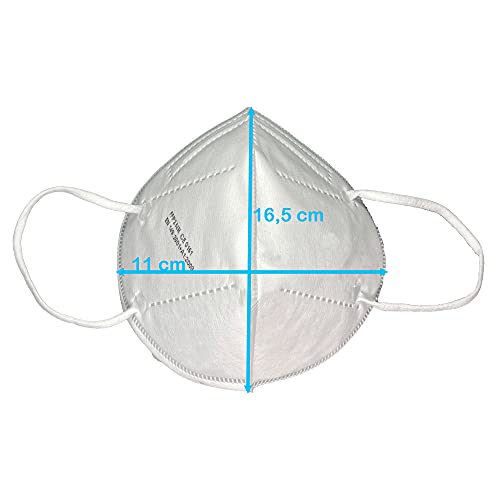Obbocare - FFP2-Masken mit 5 Schichten. FFP2-Maske mit CE-Zertifikat homologiert. Einzeln verpackt. Hergestellt in Spanien. Weiße Farbe. Schachtel mit 20 Einheiten