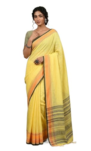 Image of MADHUHANSH Women's Cotton Linen Saree with Unstitched Blouse Piece and Floral Printed Pattern | Women Saree for Special Occasion | Stylish Modern Sarees