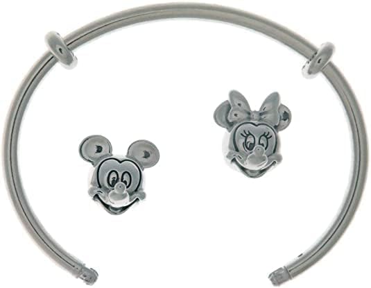 Miniatura 6 de PANDORA Disney open bangle in sterling silver with silicone stoppers and Mickey & Minnie interchangeable end