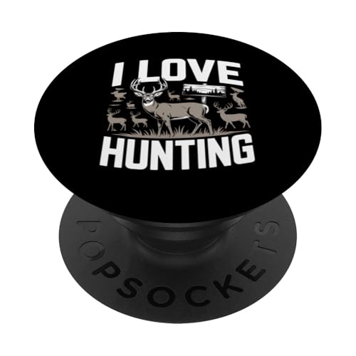 Gráfico I Love Hunting Deer Hunter PopSockets PopGrip Adhesivo