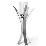 Fink Edelstahl Kerzenhalter 53 cm mit Glas für Stumpenkerzen & Teelichter glänzend...