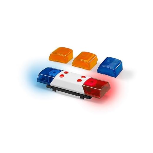 bruder 02802 - Accessori Modulo luci e suoni con 4 funzioni, batterie, adattatore, suono del motore, sirena della polizia, vigili del fuoco, servizio di soccorso