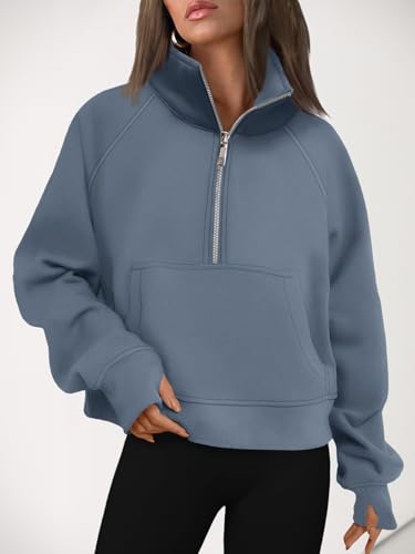 Image of AUTOMET Womens Sweatshirts Half Zip Cropped Pullover Fleece Quarter Zipper Hoodies 2026 Fall Fashion Outfits Clothes