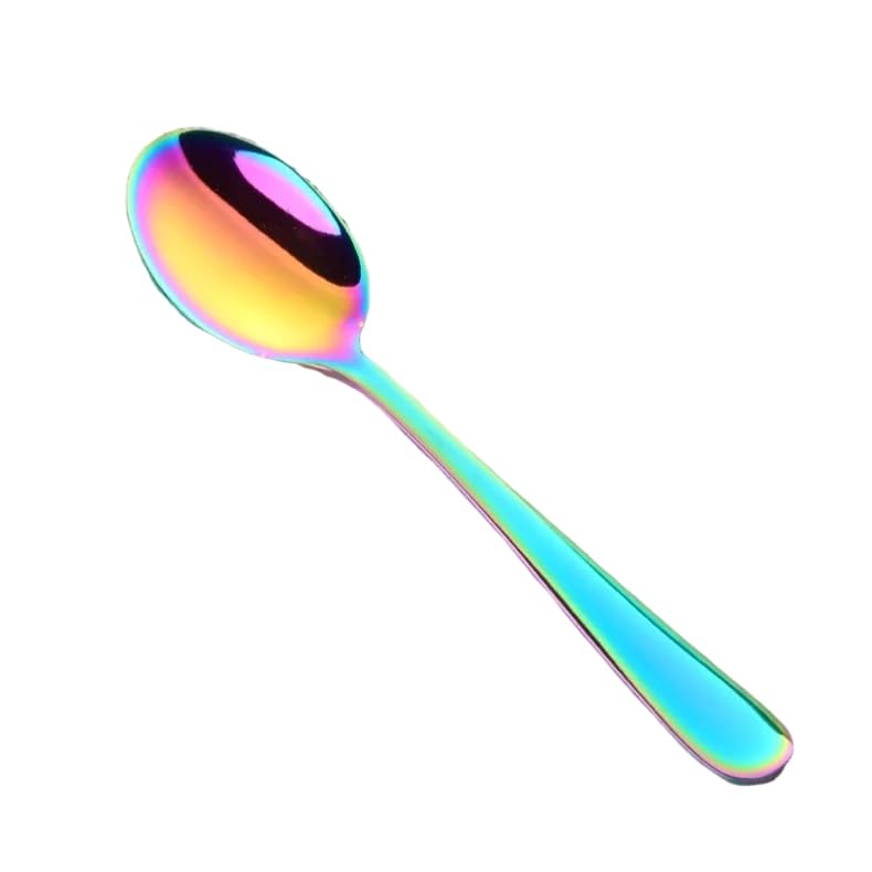 Cuillère à café Cuillères à dessert Mini cuillère à café colorée en acier inoxydable de luxe, cuillère à thé en or rose, petite cuillère argentée, cuillère à soupe miroir, vaisselle for fête arc-en-ci