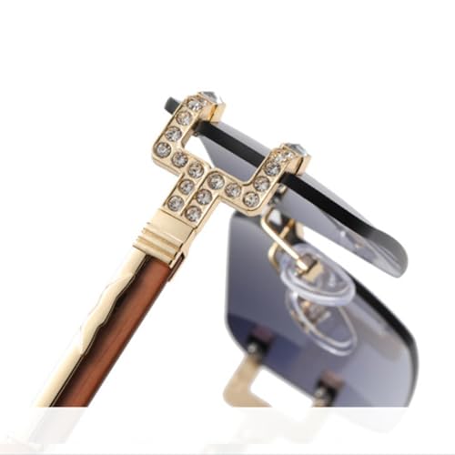 Vintage Luxury Rimless Diamond Sunglasses for Women Crystal Rhinestone Uv4003