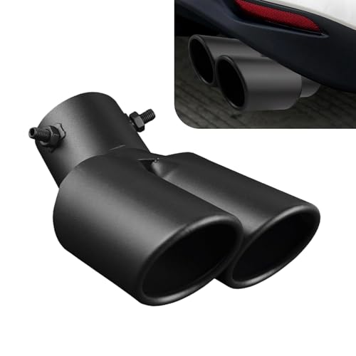 Image of winterrock Dual Exhaust Tips, Stainless Steel Car Muffler Exhausts with Bolt, 2.48" Double Outlet Bending Auto Tail Pipe Muffler Tip, Universal Car Exhaust Pipe Modification Accessories (Black)