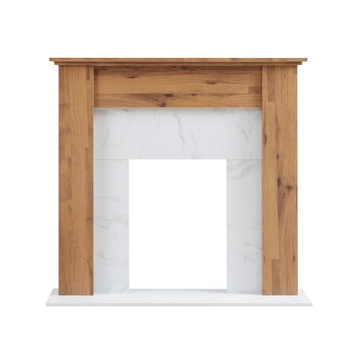 FlameKo 43’’ Mantel Surround for Verona Insert Suitable for all 16” Electric Fireplace Inserts, Multiple Colours Available (Dark Bronx Oak and White)