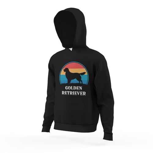 Kids Retro Golden Retriever Vintage Boys Girls Lightweight Kangaroo Pocket Fleece Hoodies4