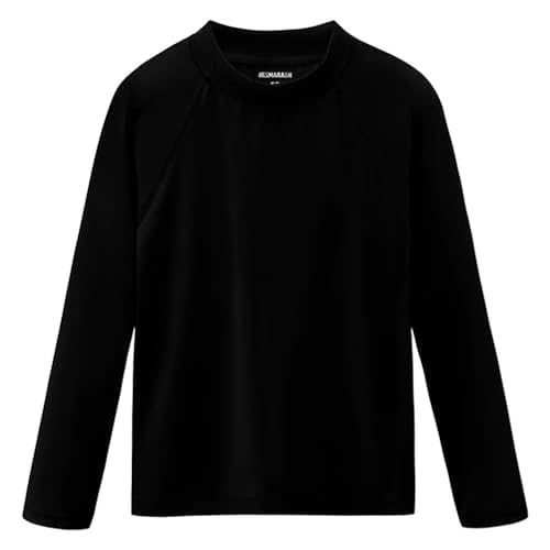 Image of Boys Rash Guard Long Sleeve UPF 50+ Sun Protection Swim Shirt for Youth Kids Black Size 12-14