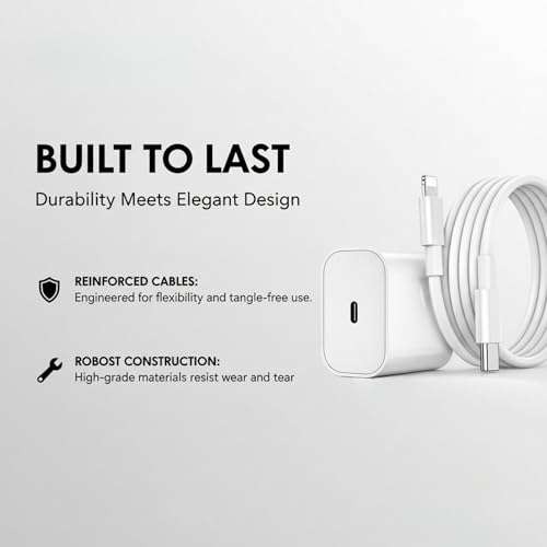Image of 20W Fast Charger Adapter with USB C to Lightning Cable Compatible with iPhone 14 /14Plus /14Pro /14Pro max 13 /13Pro /13Pro max 12 /12Pro /12 /11 /X /Xr Series & More BIS Certified. 1 Year Warranty