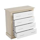 Amplio almacenamiento: Organiza tus prendas y accesorios con los 4 espaciosos cajones de la cómoda Diana, un mueble de confianza fabricado en España con óptimos estándares de calidad