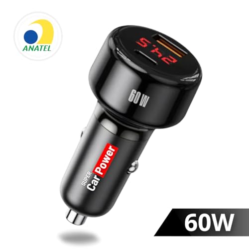 Carregador Veicular ECX TECH Dual Port 60w com Carregamento Rápido QC9.1 A + PD - PREMIUM®