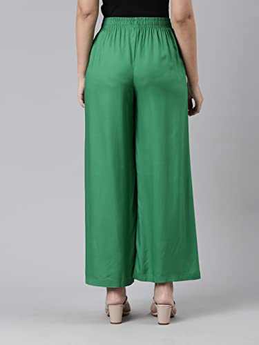 Image of GO COLORS Soft Viscose Basic Palazzo Full Length for Women| Breathable, Mid Rise, Relaxed Fit