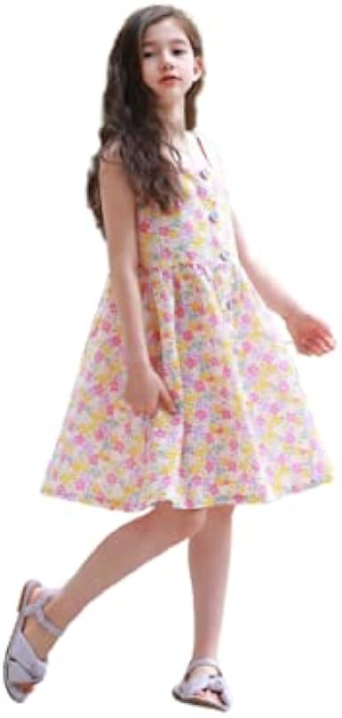 Amazon 子供服soon 韓国 ワンピース モノクロ ノースリーブ 花柄 ロング丈 ガールズ キッズ ジュニア 13 123 129cm ピンク ワンピース チュニック 通販