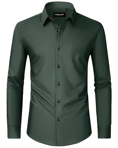 Image of Alimens & Gentle Men's Dress Shirts Long Sleeve Wrinkle Free Stretch Business Casual Wedding Button Down Shirt
