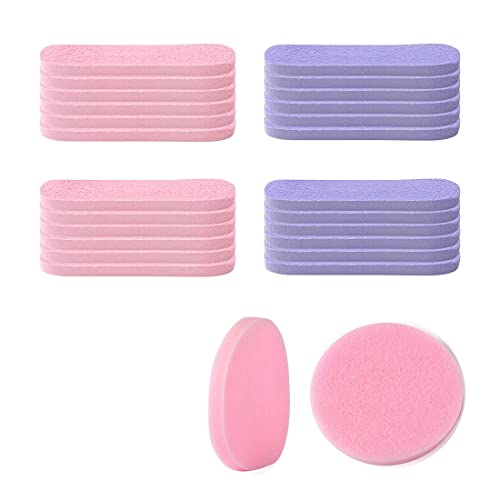 LONSVTTU 24 esponjas de cara comprimidas, Esponjas Cleansing Faciales,esponjas de maquillaje reutilizables, esponja de limpieza facial,Redonda Desmaquillante Belleza Esponja