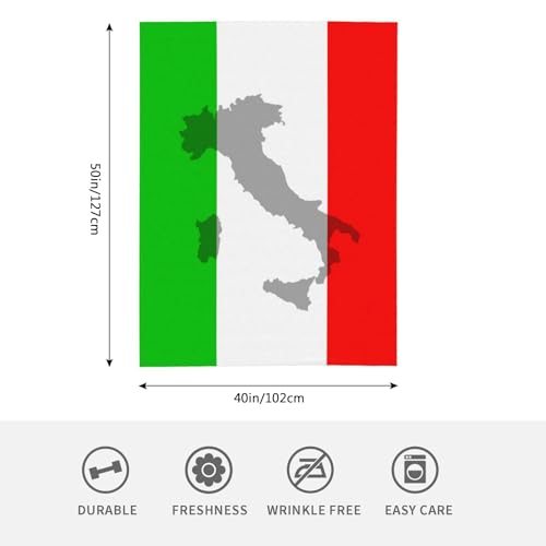 HGOD DESIGNS Italian Flag Throw Blanket Ultra Soft Warm All Season The Contour of Italian Territory is Printed on the Flag Decorative Fleece Blankets for Bed Chair Car Sofa Couch Bedroom 100x130cm - Image 2