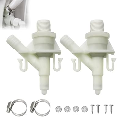2 Pack 385311641 RV Toilet Water Valve Kit Replacement for Dometic 300 301 310 320 and Sealand Toilets,RV Toilet Replacement Parts for Dometic Water Valve Kit,Includes Hose Clamp and Fasteners
