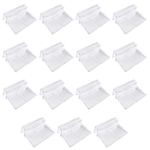 Happyyami 15pcs Acrylic Fish Tank Clips Fixing Clips for Aquarium Lid Betta Fish Tank Holder Easy Install Cover Support