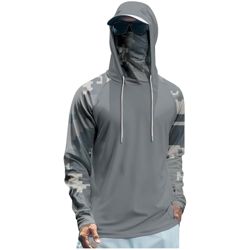 Sudadera con Capucha de Manga Larga y Estampado Veraniego para Actividades Exteriores y Sol (Grey, XXL) #243