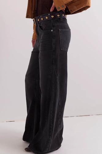 Cicy Bell Womens Baggy Bell Bottom Jeans High Waisted Flare Barrel Wide Leg Stretchy Denim Pants4