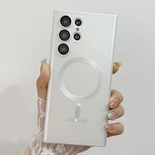 Étui de luxe pour Samsung Galaxy S23 Ultra blanc souple et protecteur d'optique