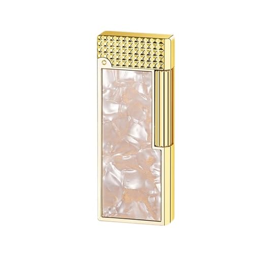 YHBNJIGW Encendedor de butano clásico con Tapa abatible, Deslizamiento Lateral, Carcasa con Incrustaciones de Color, tamaño de Llama Ajustable y Llama Suave Recargable (Metallic1)