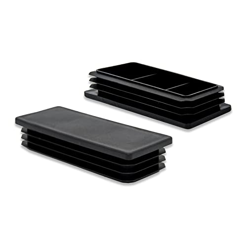 Image of Flyshop 8 Pack Black Chair Glide Inserts Plastic Plugs Rectangle Pipe Tubing End Caps 40 x 100 mm, 1-9 /16 inch x 4 inch