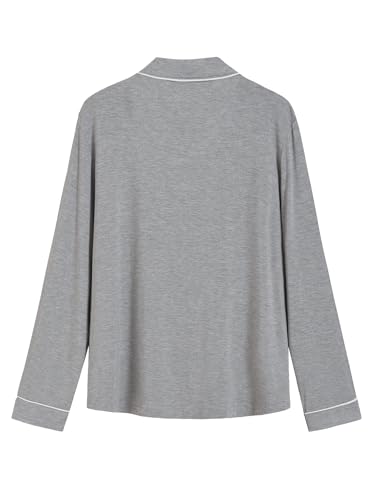 Latuza Women's 2 Pack Viscose Pajama Top Long Sleeve Button Down Shirt2