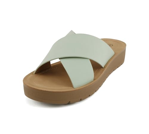 Image of Soda LUCY ~ Women Open Toe Flatform Platform Crisscross Band Upper Fashion Slide Sandals