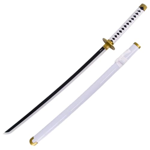 AMONT | Katana LED Decorativa 105 cm Blanca y Dorada | Réplica Japonesa de Bambú sin Filo de Exhibición | EYM