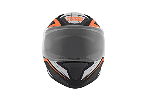 Studds Thunder Full Face Helmet D4 with Clear Visor (Matt Black N10, M)