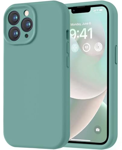 Image of LOVE 3000 Designed for iPhone 13 Pro Max Case, Premium Silicone with [Soft Anti-Scratch Microfiber Lining] Shockproof Protective Phone Case for Men Women Girls 6.7 inch, Pine Green