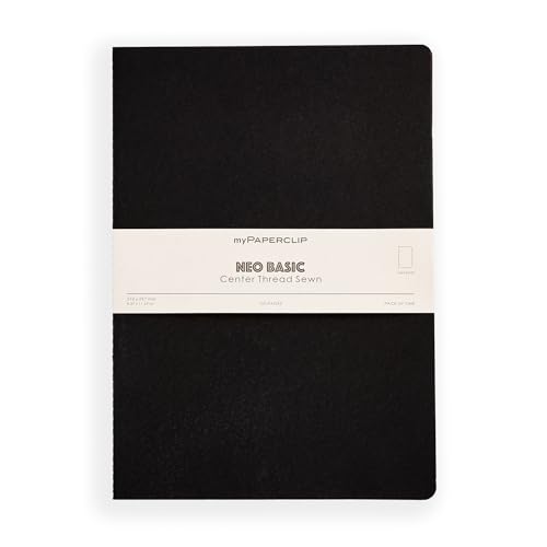 Image of myPAPERCLIP NeoBasic A4 Unruled Notebook | 160 Pages, 80 GSM, 250 GSM Soft Cover, A4 (8.27 x 11.69 in) | Black