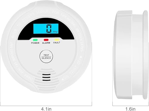 Kohlenmonoxid-Detektor, CO-Detektor mit digitaler LCD-Anzeige und akustischen Alarmen Carbon Monoxide Alarms Batteriebetrieben