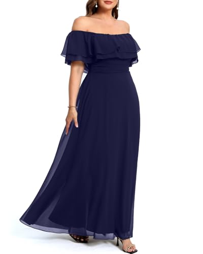 Image of Pinup Fashion Plus Size Formal Bridesmaid Wedding Guest Chiffon Long Dress