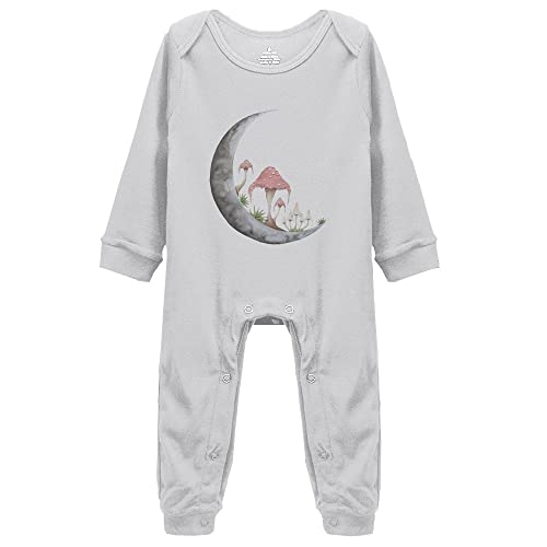 Mushroom Moon Baby Bodysuit -Newborn Infant Baby Bodysuit Long Sleeve 0-24 Months White