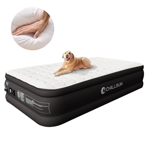 CHILLSUN Twin Air Mattress with Built in Pump, Upgraded 18" Raised Comfort Blow up Mattress, Durable Inflatable Mattress Air Bed for Guests & Home, Colchon Inflable, Airbed 700lbs Max