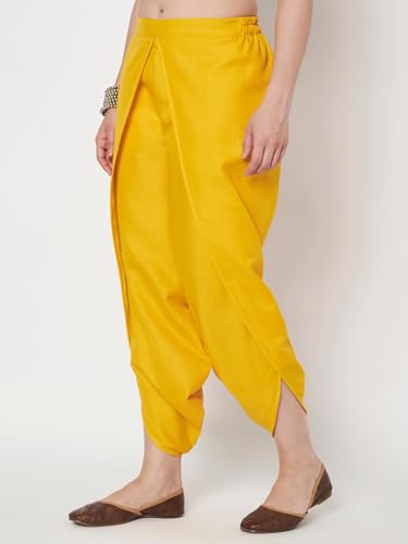 Image of 9rasa Women's Cotton Solid Harem Dhoti Pants for Casual FusionWear Workwear