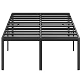 Lutown-Teen 25 Inch High Full Size Bed Frame with Rounded Corner Legs, Sturdy Mattress Foundation, Heavy Duty Metal Platform Bed Frame Full No Box Spring Needed, Noise Free, Easy Assembly, Black