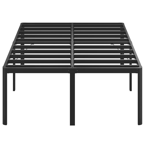 Lutown-Teen 25 Inch High Full Size Bed Frame with Rounded Corner Legs Sturdy Mattress Foundation Heavy Duty Metal Platform Bed Frame Full No Box Spring Needed Noise Free Easy Assembly Black